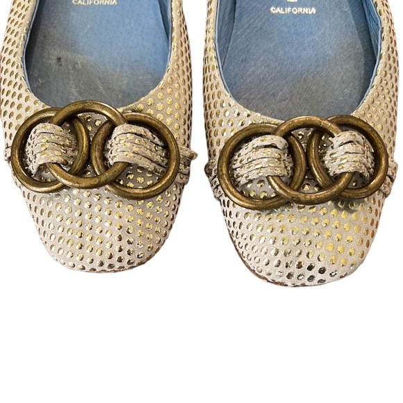 Jeffrey Campbell “Bring” Ivory & Metallic Gold Dot Chain Detail Ballet Flats - 8 - Picture 6 of 14